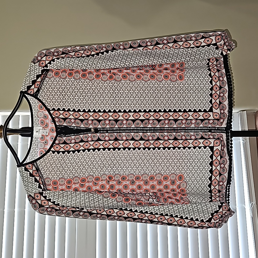 Printed and Embroidered Pullover Top